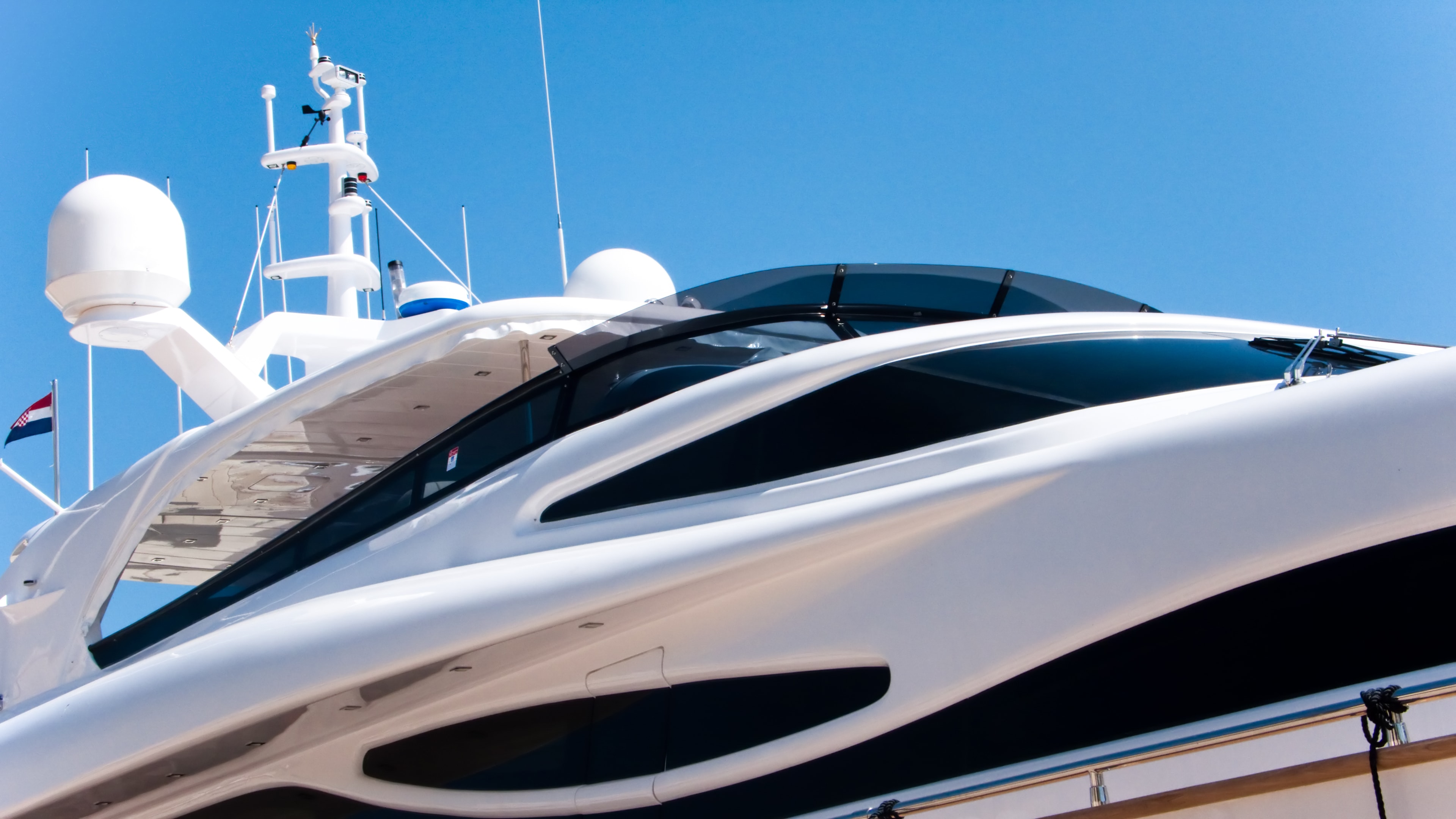 Luxury yacht with communication equipment